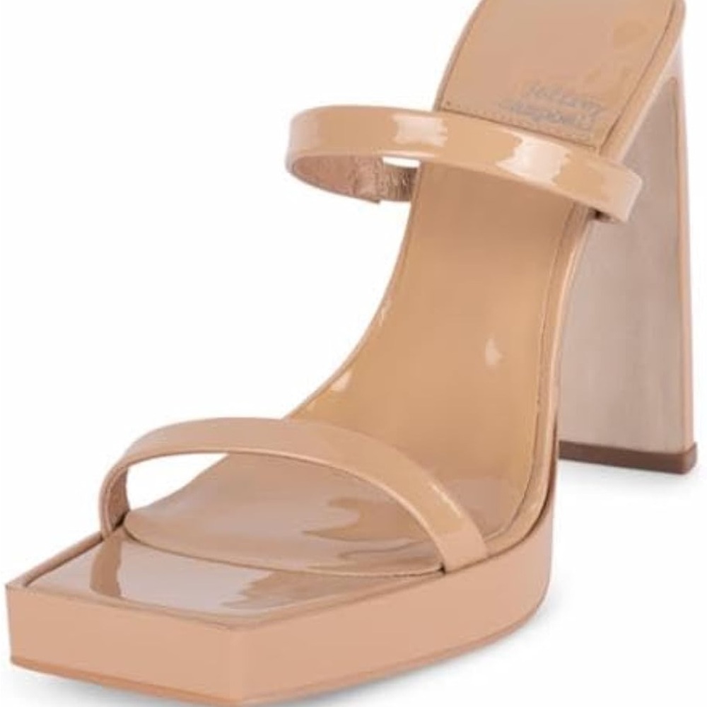 Jeffrey Campbell Nude Patent Block Heel Sandals
